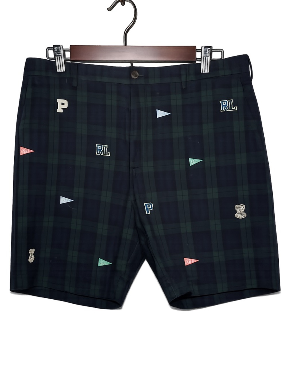 Ralph Lauren Plaid Shorts | Navy Green Prep | Golf/Resort Summer | Size 38 - Picture 2 of 7